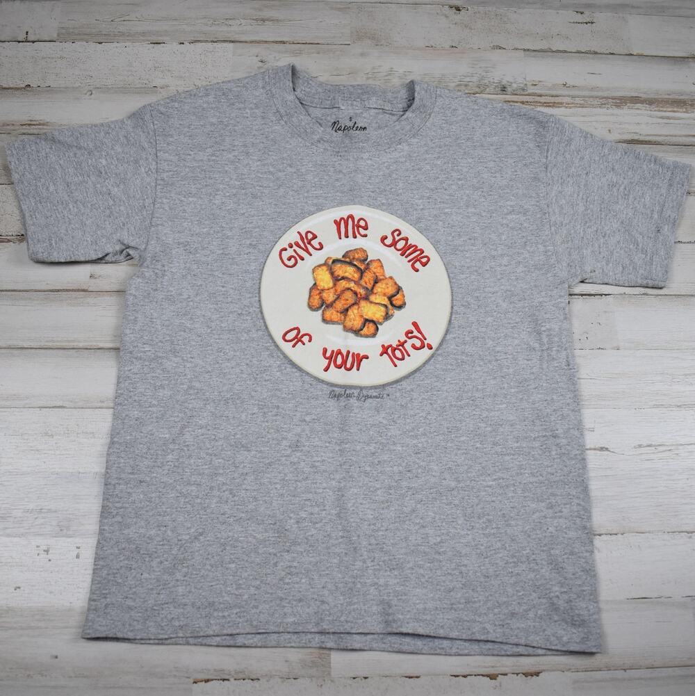 Vintage Napoleon Dynamite Gimme Your Tots T-shirt Youth Small Gray Graphic Tee